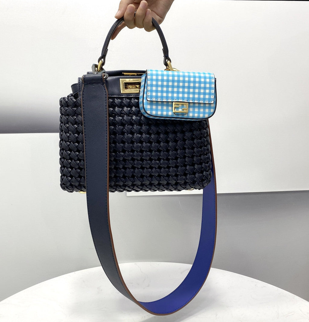 FI GlamI Mini Navy Blue Braided Bag For Woman 18cm/7in