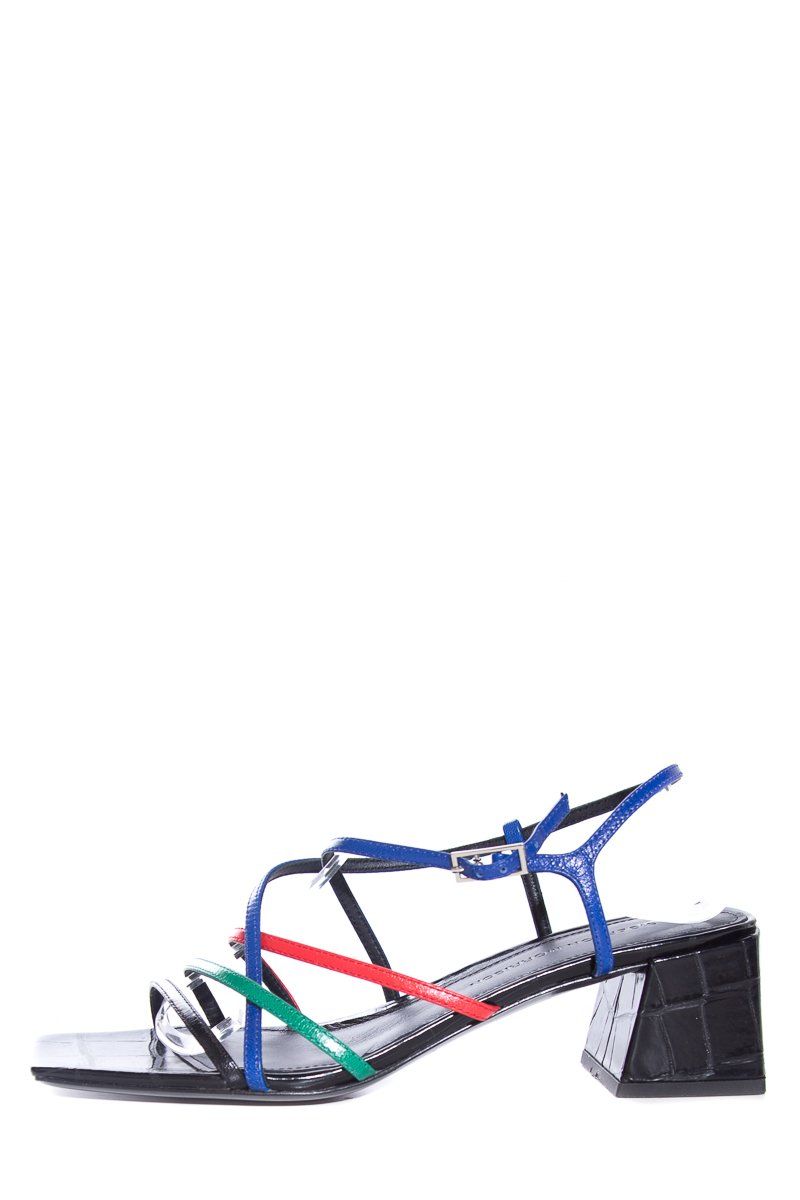 Sigerson Morrison Black and Multicolor Sandals SZ 37.5