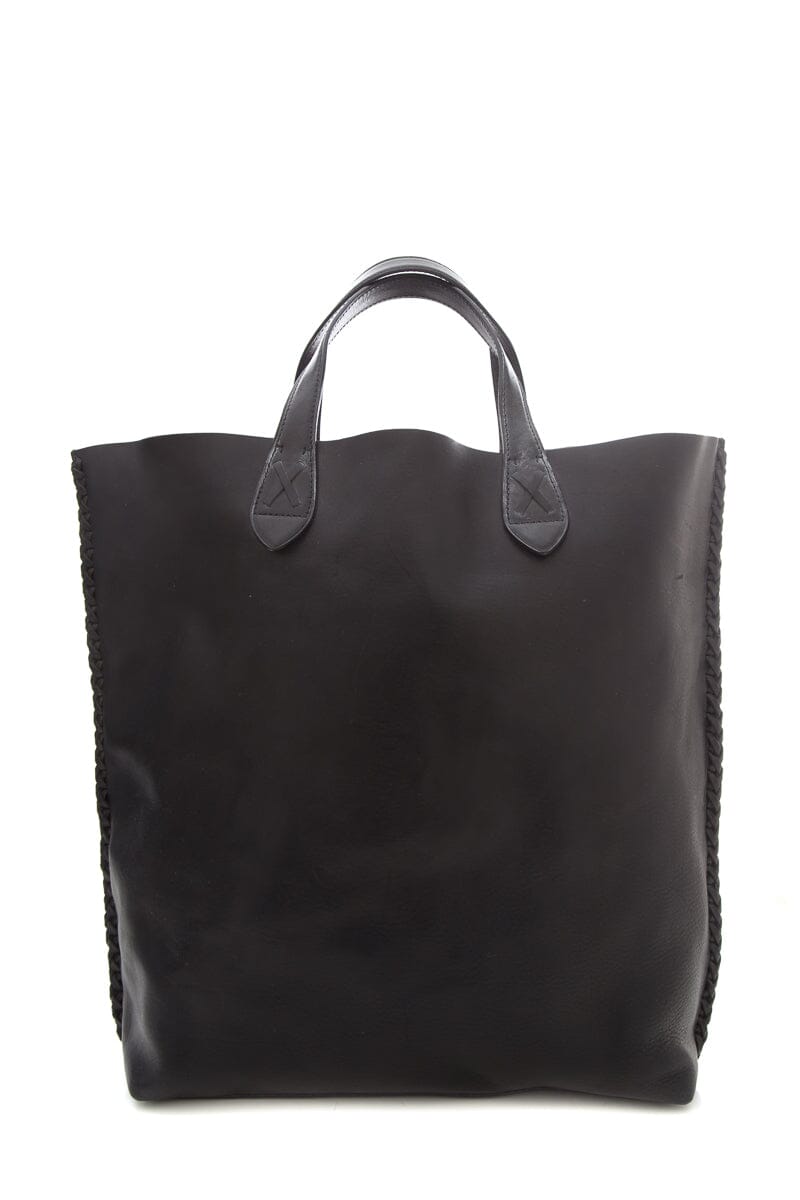 Ralph Lauren Black Braided Edge Leather Tote