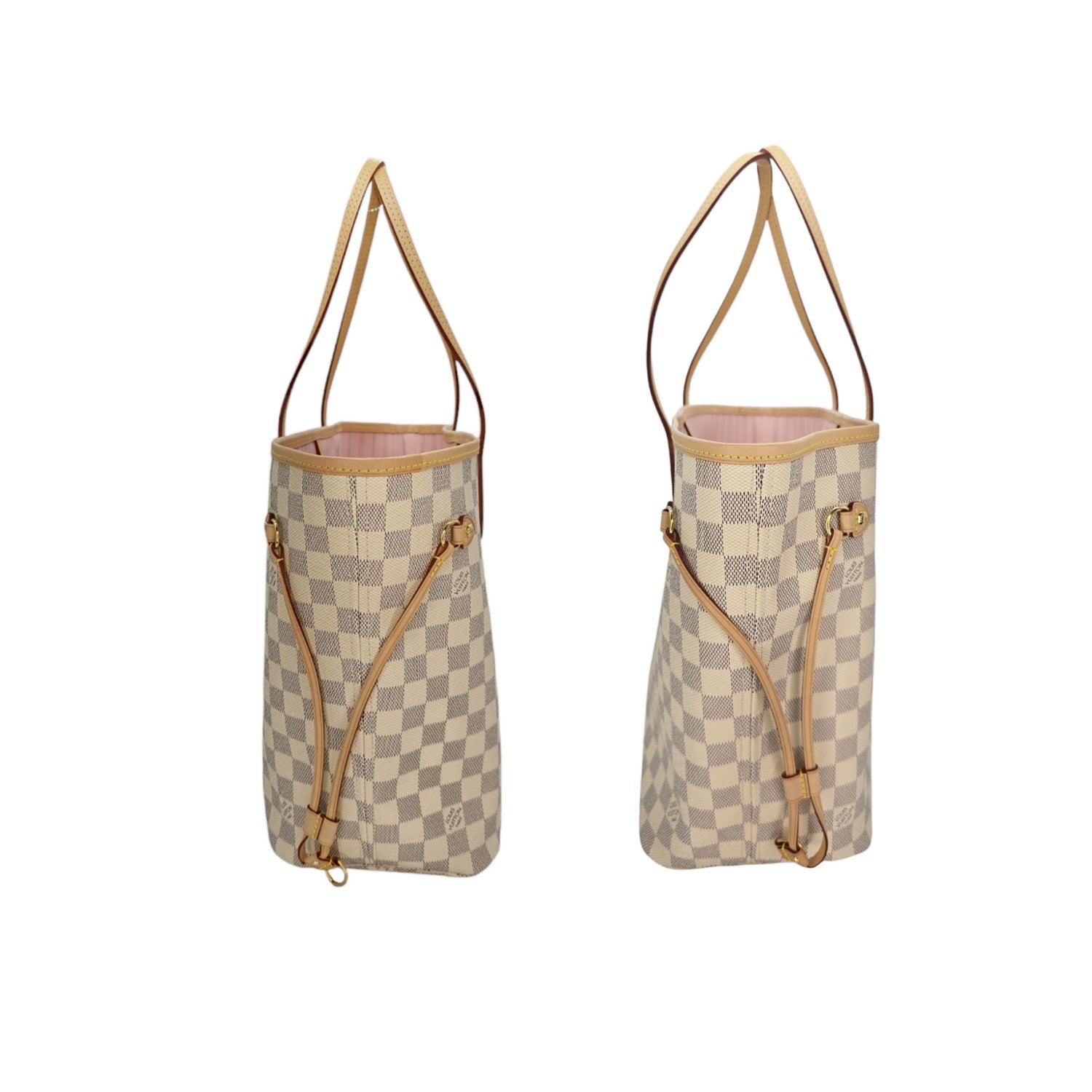 Louis Vuitton Neverfull Damier Azur MM Tote Rose Ballerine