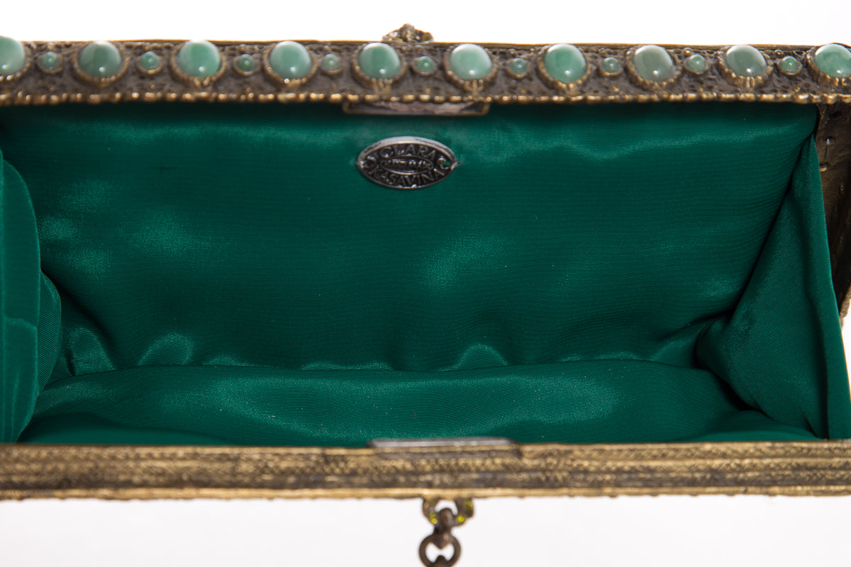 Clara Kasavina Mint Green Exotic Leather Clutch