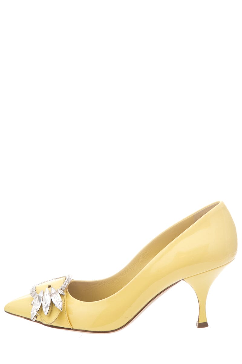 Miu Miu Yellow Patent Pointed Toe Pumps SZ 38.5