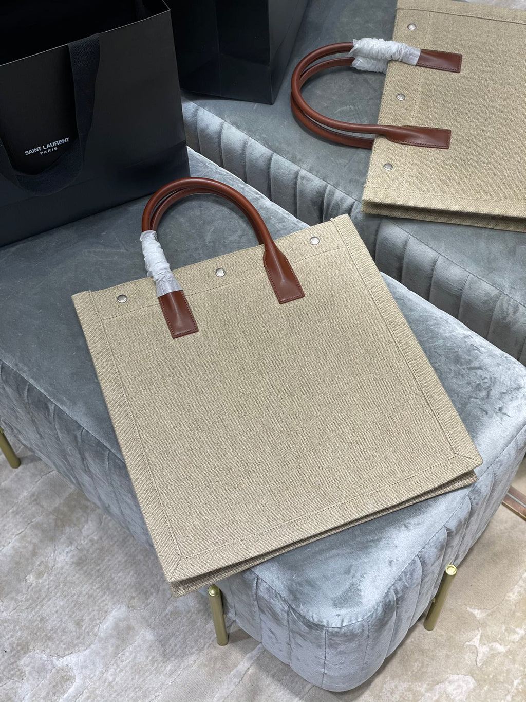 GLAMI Rive Gauche North/South Tote Bag In Printed Linen For Women 15.3in/39cm YSL