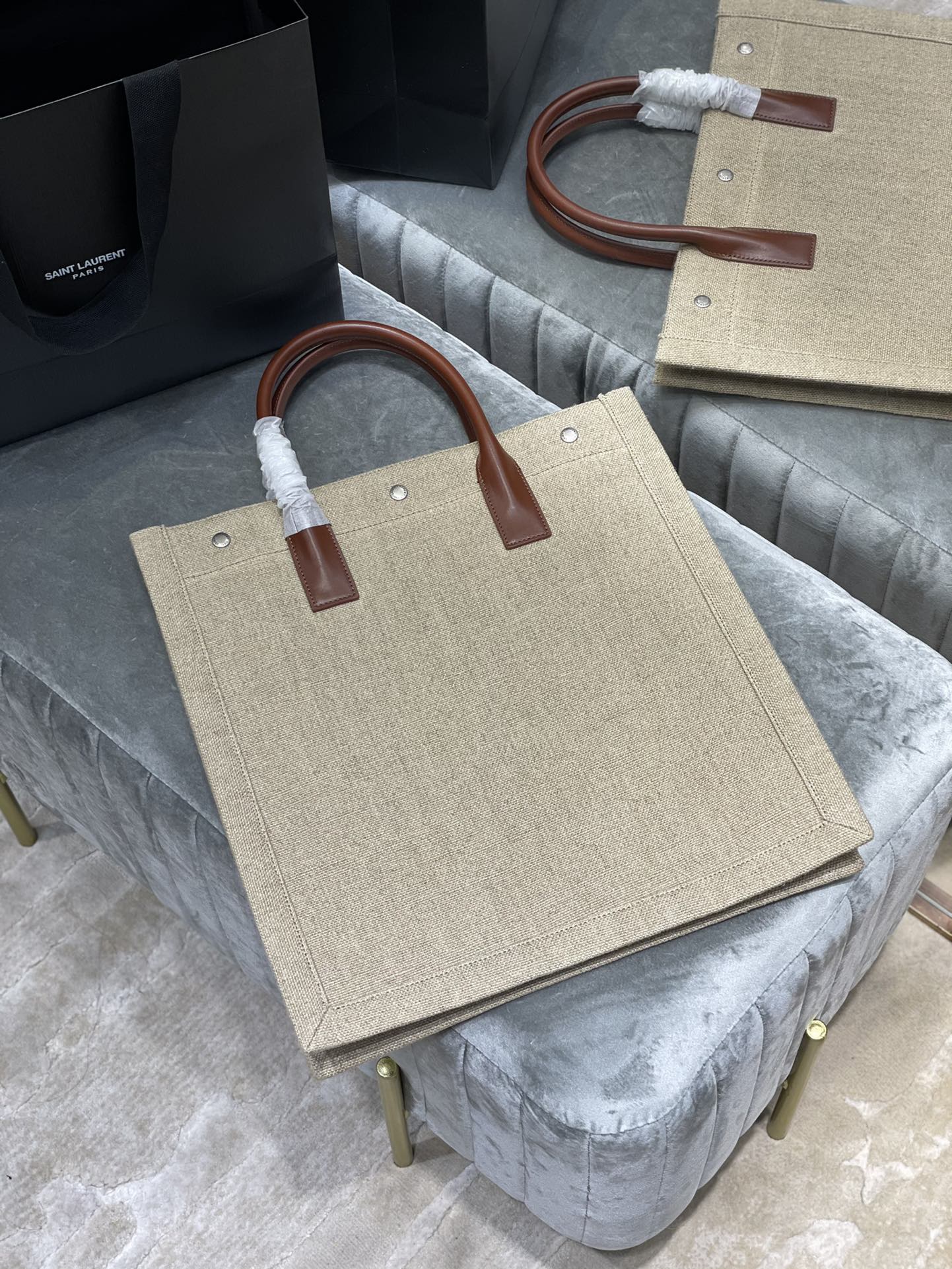 GLAMI Rive Gauche North/South Tote Bag In Printed Linen For Women 15.3in/39cm YSL