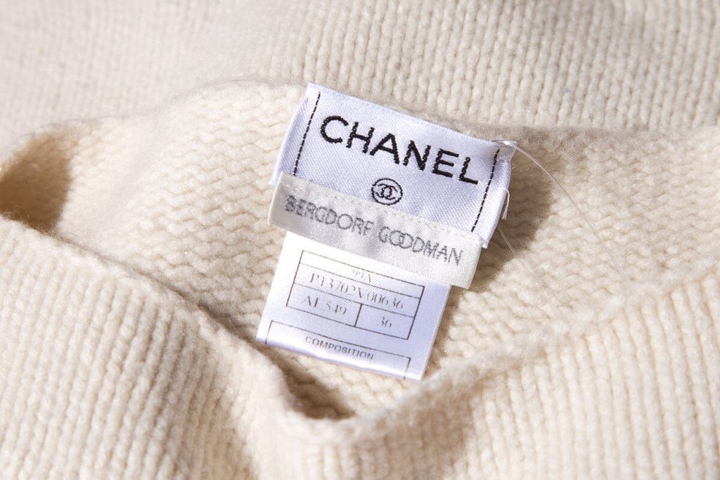 Chanel Cream Wool Boat Neck Sweater SZ 36