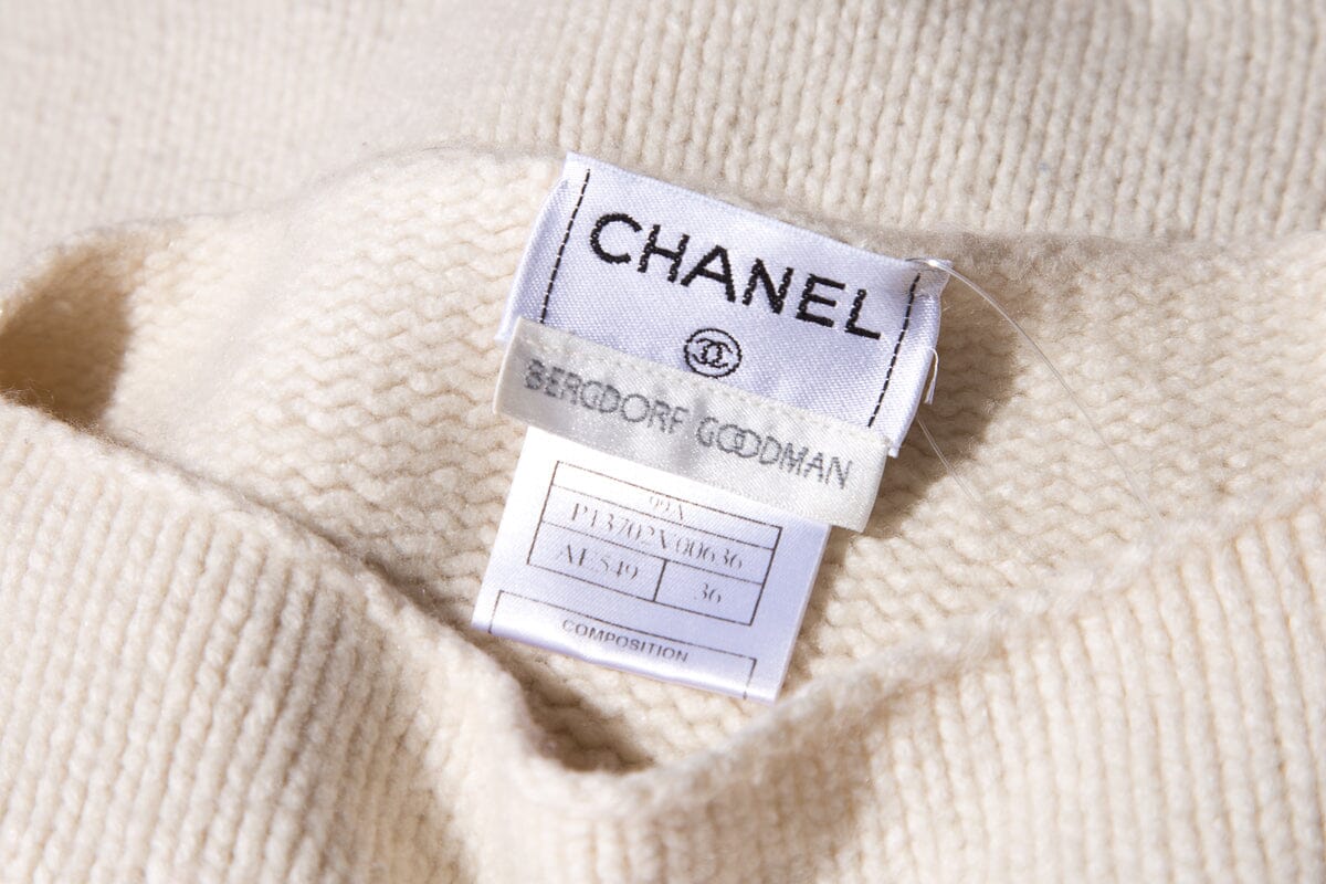 Chanel Cream Wool Boat Neck Sweater SZ 36