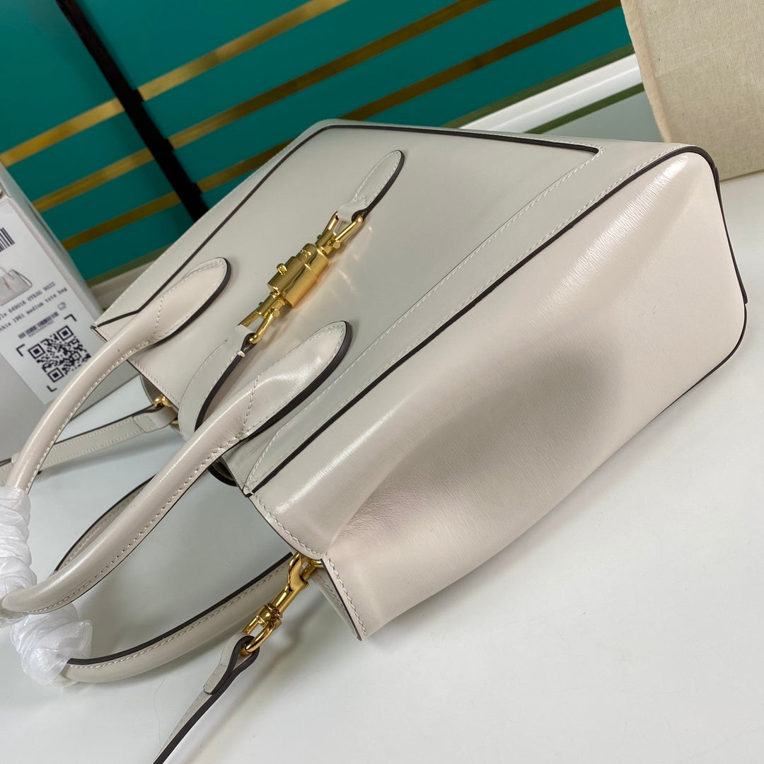gg Jackie 1961 Medium Tote Bag White For Women 12in/30cm 649016 0YK0G 9022