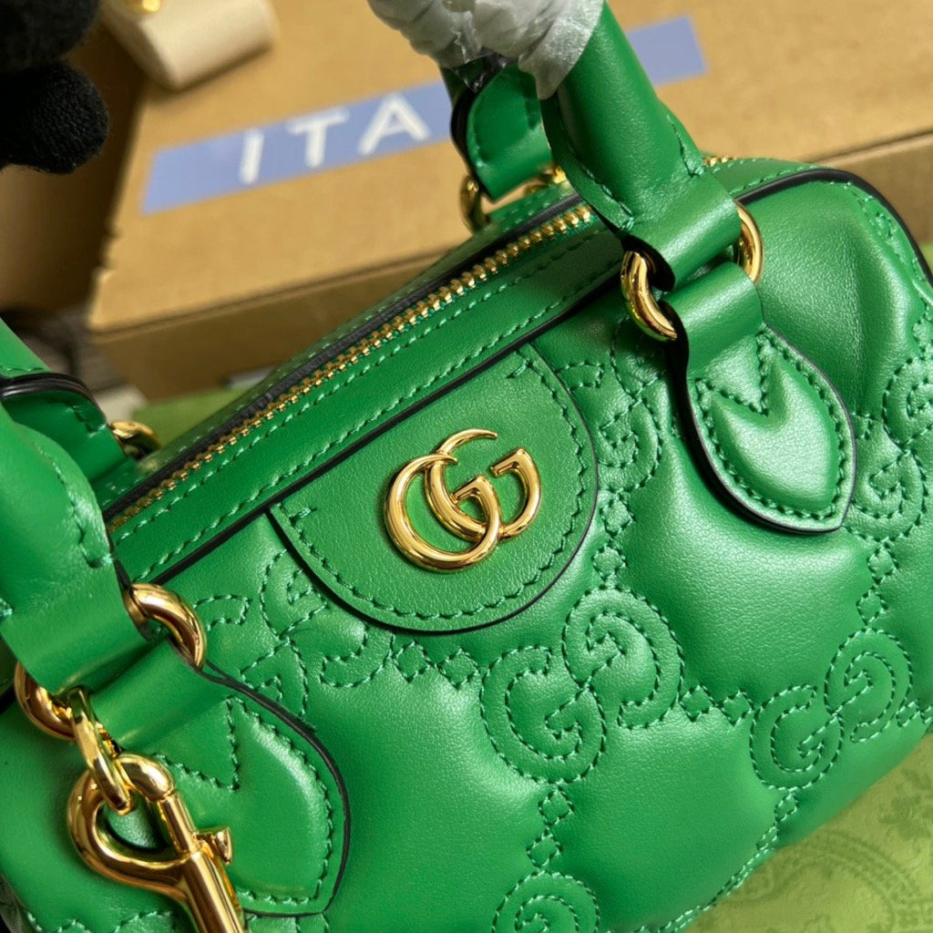 gg Matelasse Top Handle Bag Green For Women, Women’s Bags 7.5in/19cm gg 702251 UM8HG 3389