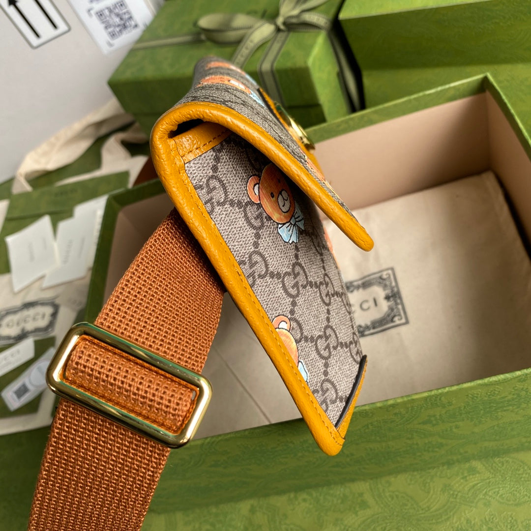 gg Ophidia Belt Bag Beige And Orange gg Supreme Canvas For Women  8.7in/22cm gg  ‎