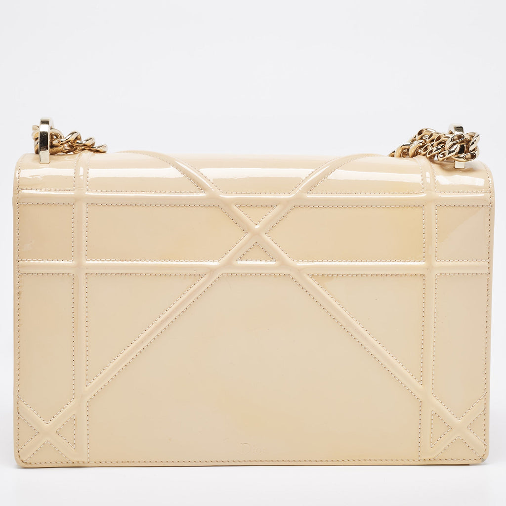 Dior Beige Patent Leather Medium Diorama Shoulder Bag