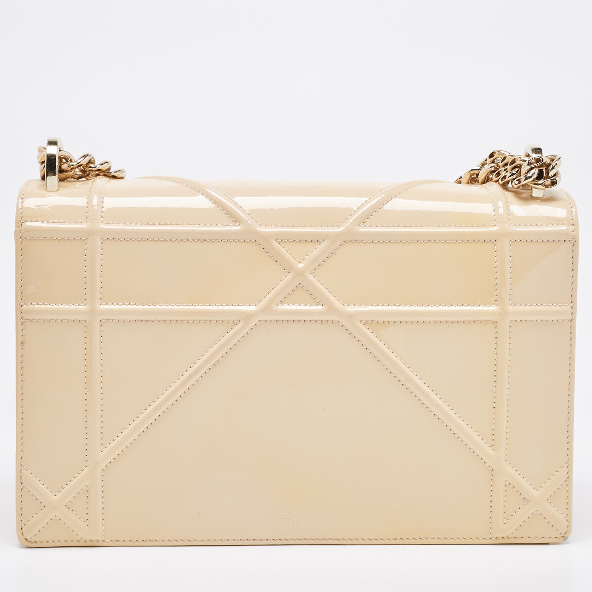 Dior Beige Patent Leather Medium Diorama Shoulder Bag