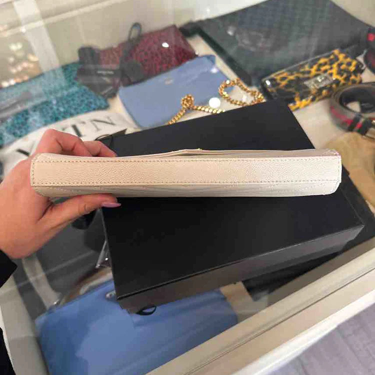 Ysl Cassandre MatelassÃƒÆ’Ã‚Â© Chain Wallet In Grain De Poudre Embossed Leather