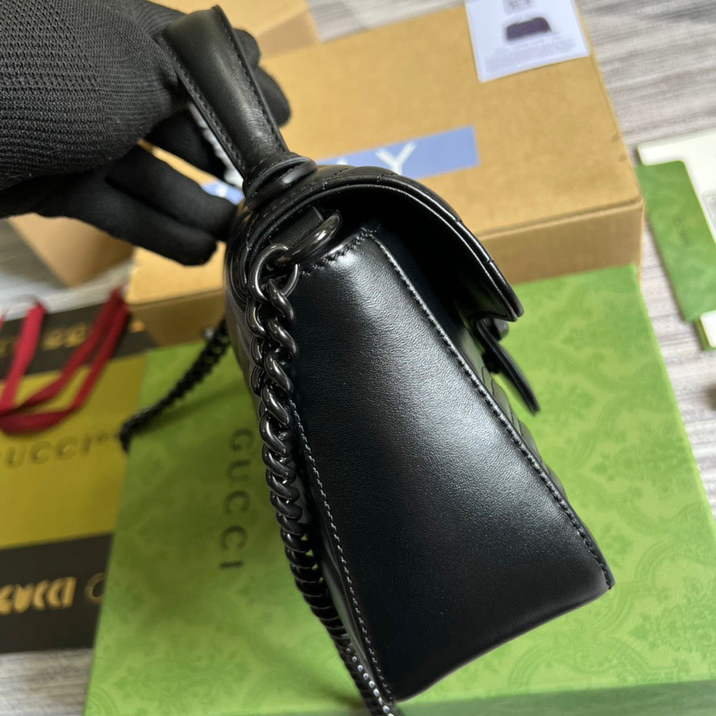 gg Marmont Mini Top Handle Bag Black For Women, Women’s Bags 8.3in/21cm gg ‎