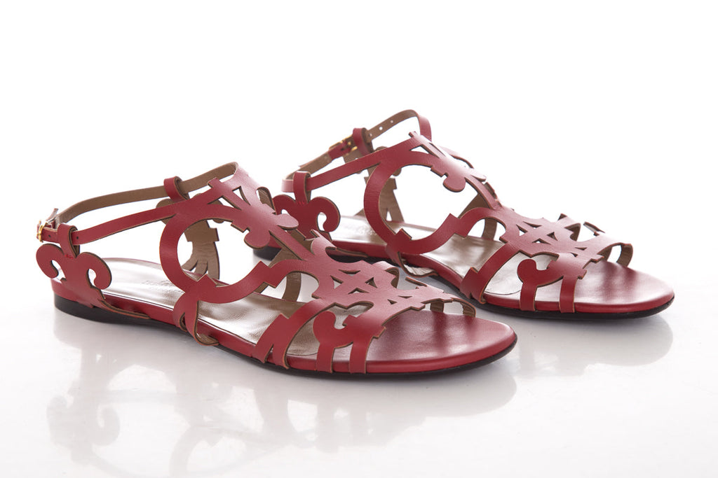 HermÃƒÆ’Ã‚Â¨s Red Karlotta Sandals SZ 37.5