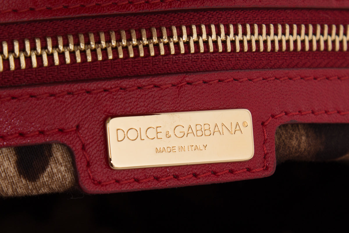 Dolce & Gabbana Red Fur & Leather Shoulder Bag