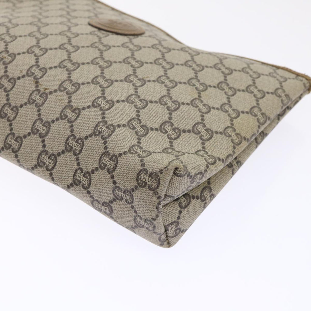 GUCCI GG Plus Canvas Clutch Bag PVC Leather Beige ep1039