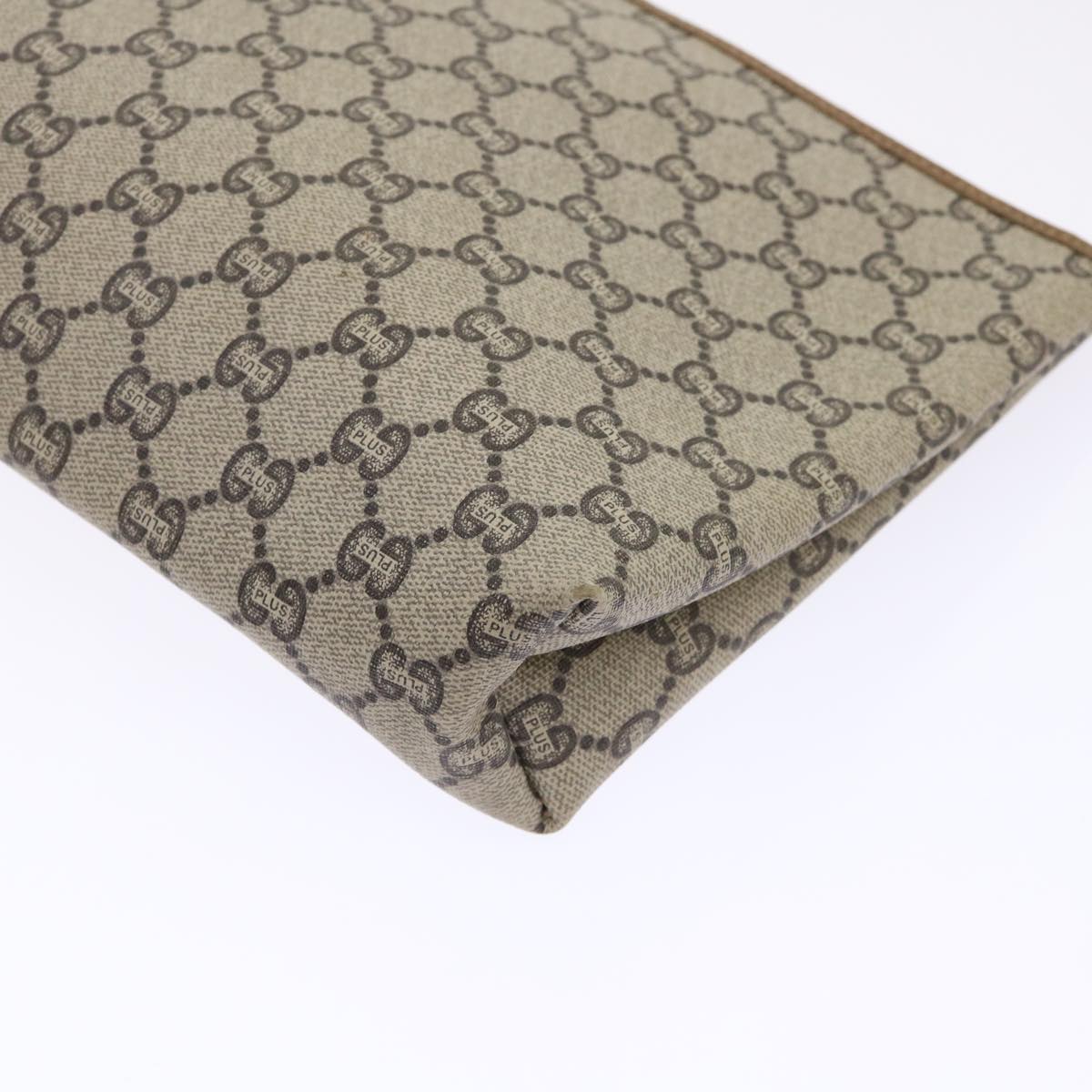 GUCCI GG Plus Canvas Clutch Bag PVC Leather Beige ep1039