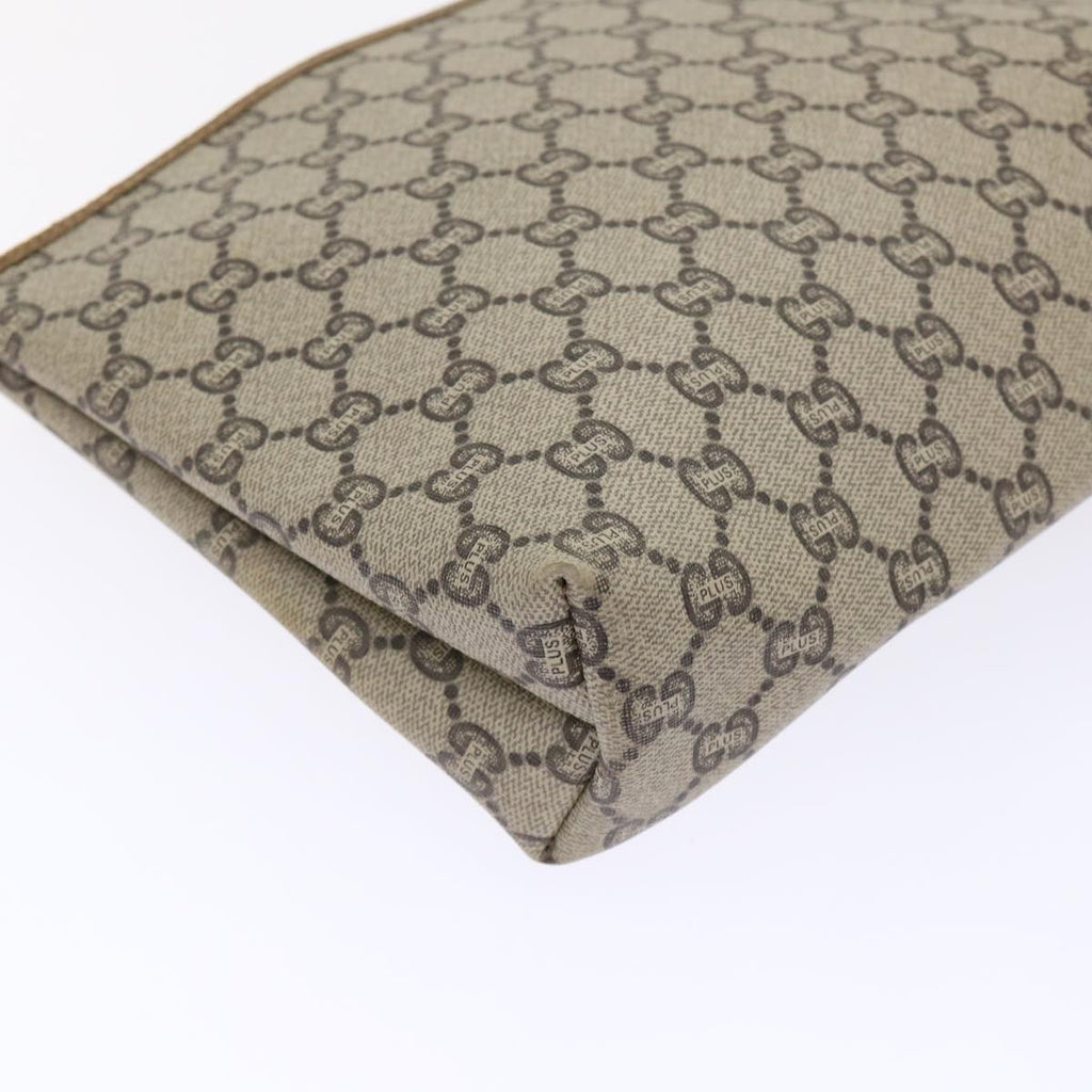 GUCCI GG Plus Canvas Clutch Bag PVC Leather Beige ep1039