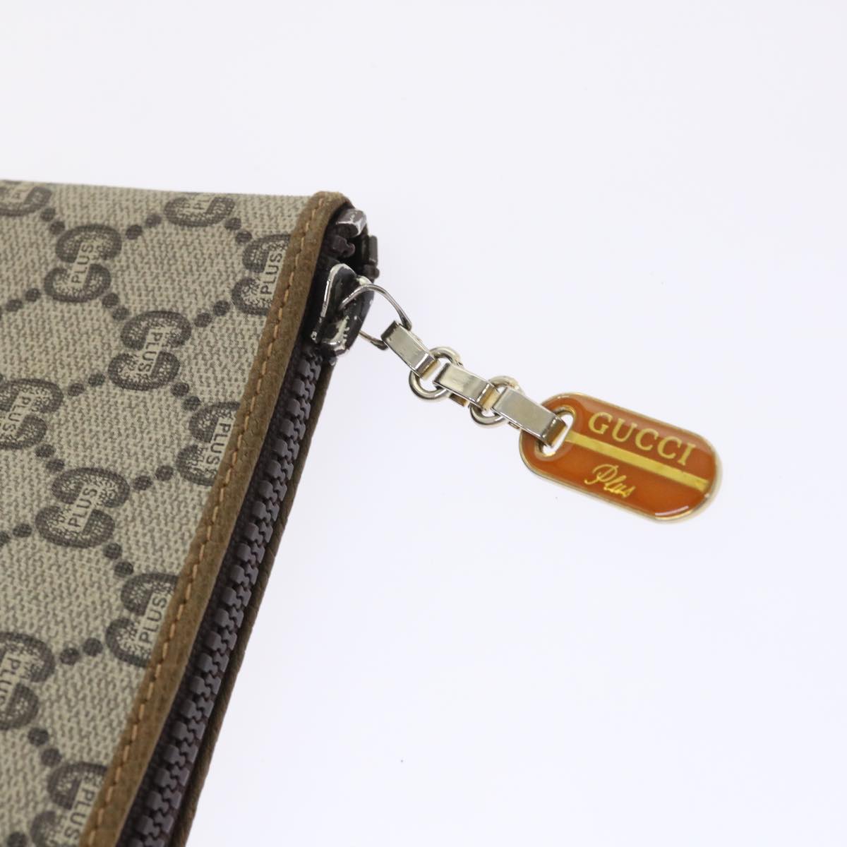 GUCCI GG Plus Canvas Clutch Bag PVC Leather Beige ep1039