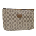 GUCCI GG Plus Canvas Clutch Bag PVC Leather Beige ep1039