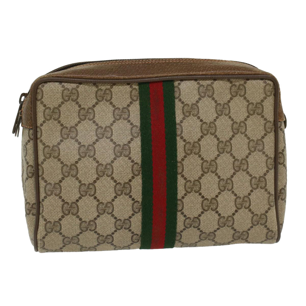 GUCCI GG Canvas Web Sherry Line Clutch Bag Beige Red Green 89.01.012 ep1040