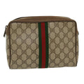 GUCCI GG Canvas Web Sherry Line Clutch Bag Beige Red Green 89.01.012 ep1040