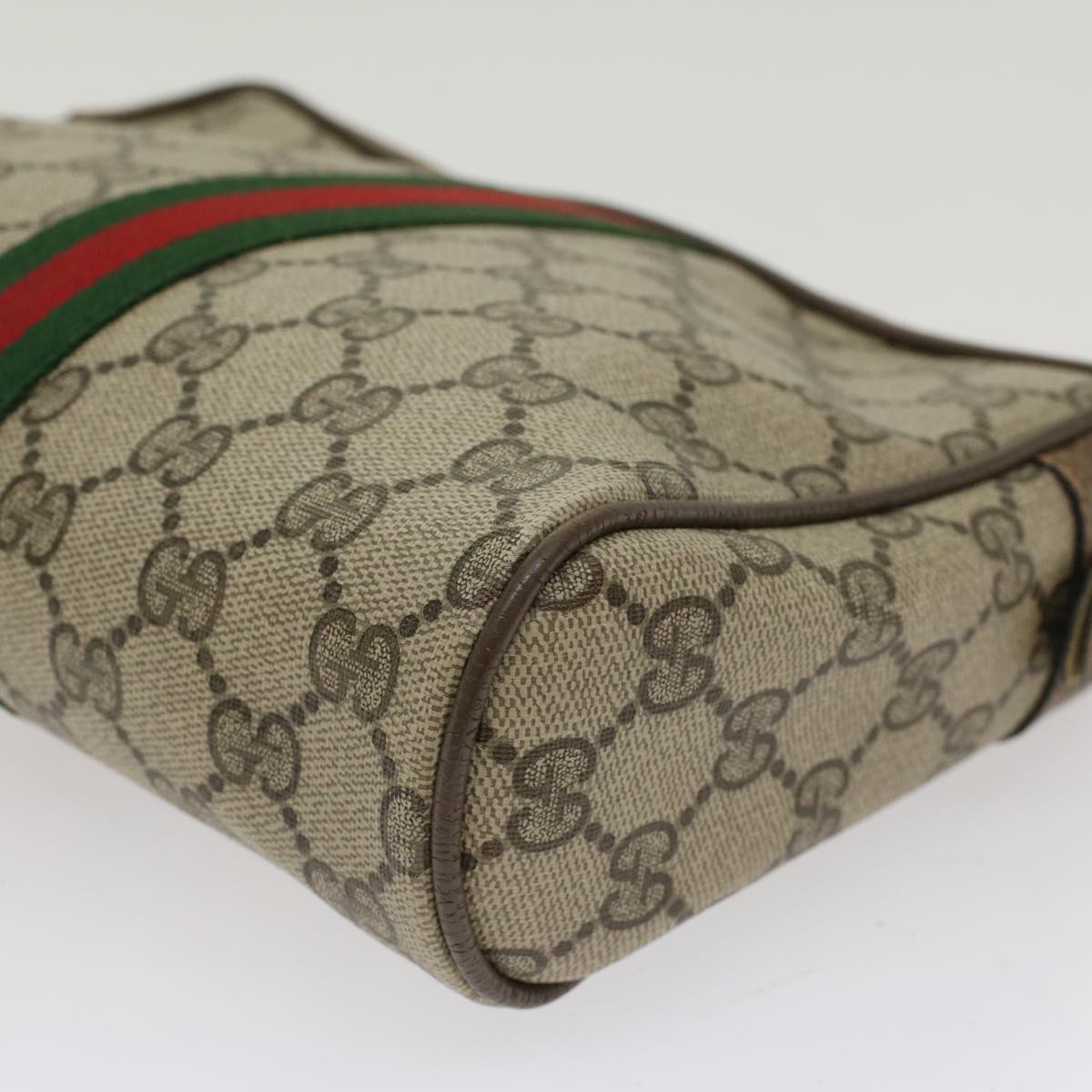 GUCCI GG Canvas Web Sherry Line Clutch Bag Beige Red Green 89.01.012 ep1040