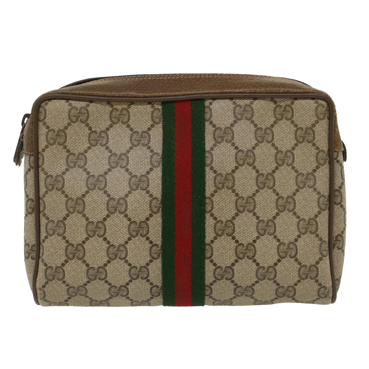 GUCCI GG Canvas Web Sherry Line Clutch Bag Beige Red Green 89.01.012 ep1040