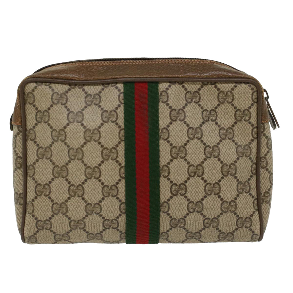 GUCCI GG Canvas Web Sherry Line Clutch Bag Beige Red Green 89.01.012 ep1040