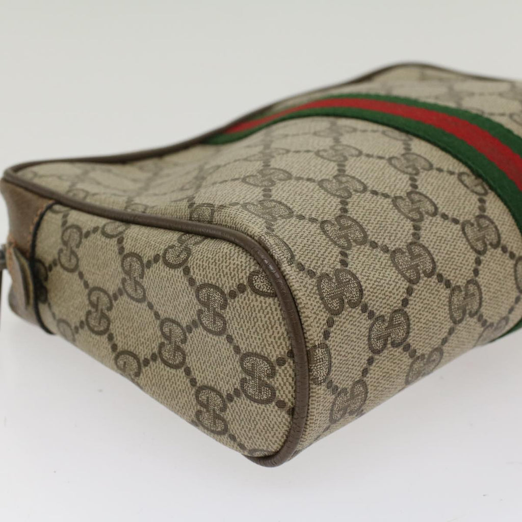 GUCCI GG Canvas Web Sherry Line Clutch Bag Beige Red Green 89.01.012 ep1040