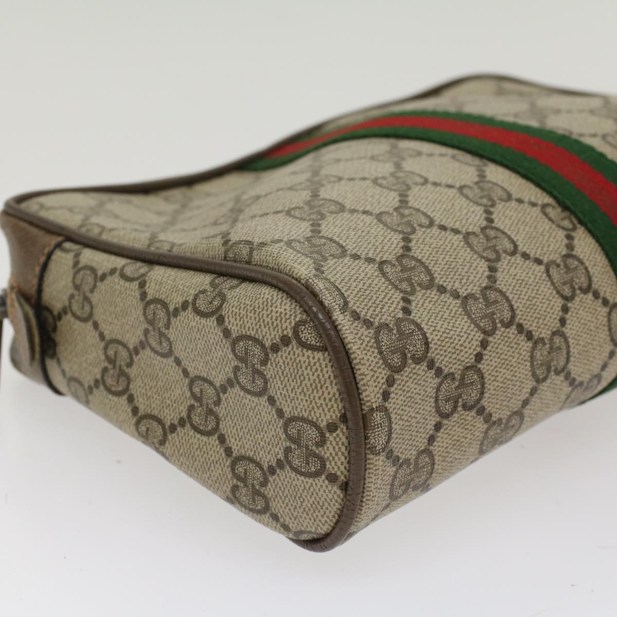 GUCCI GG Canvas Web Sherry Line Clutch Bag Beige Red Green 89.01.012 ep1040