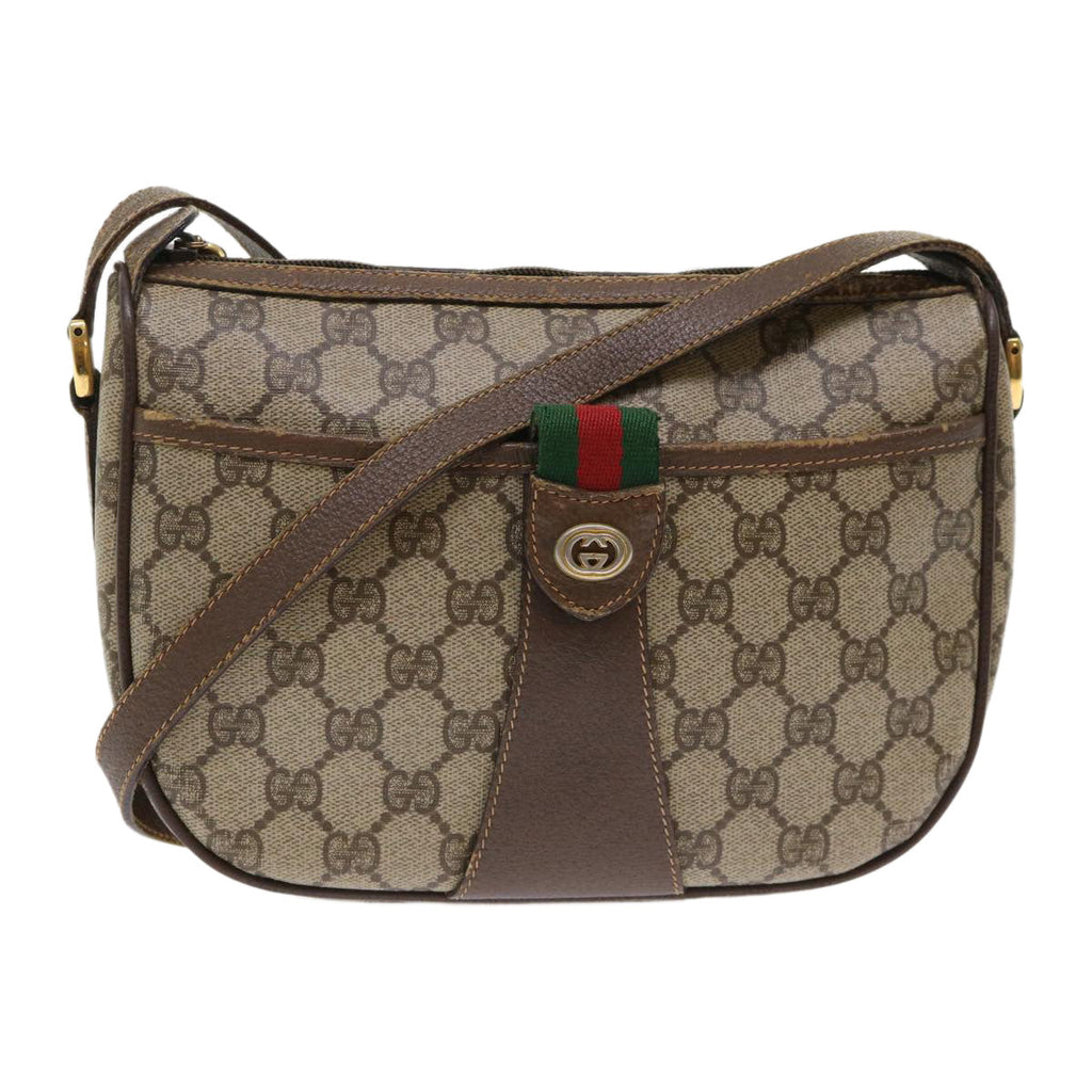 GUCCI GG Canvas Web Sherry Line Shoulder Bag Beige Red 89.02.032 ep1041