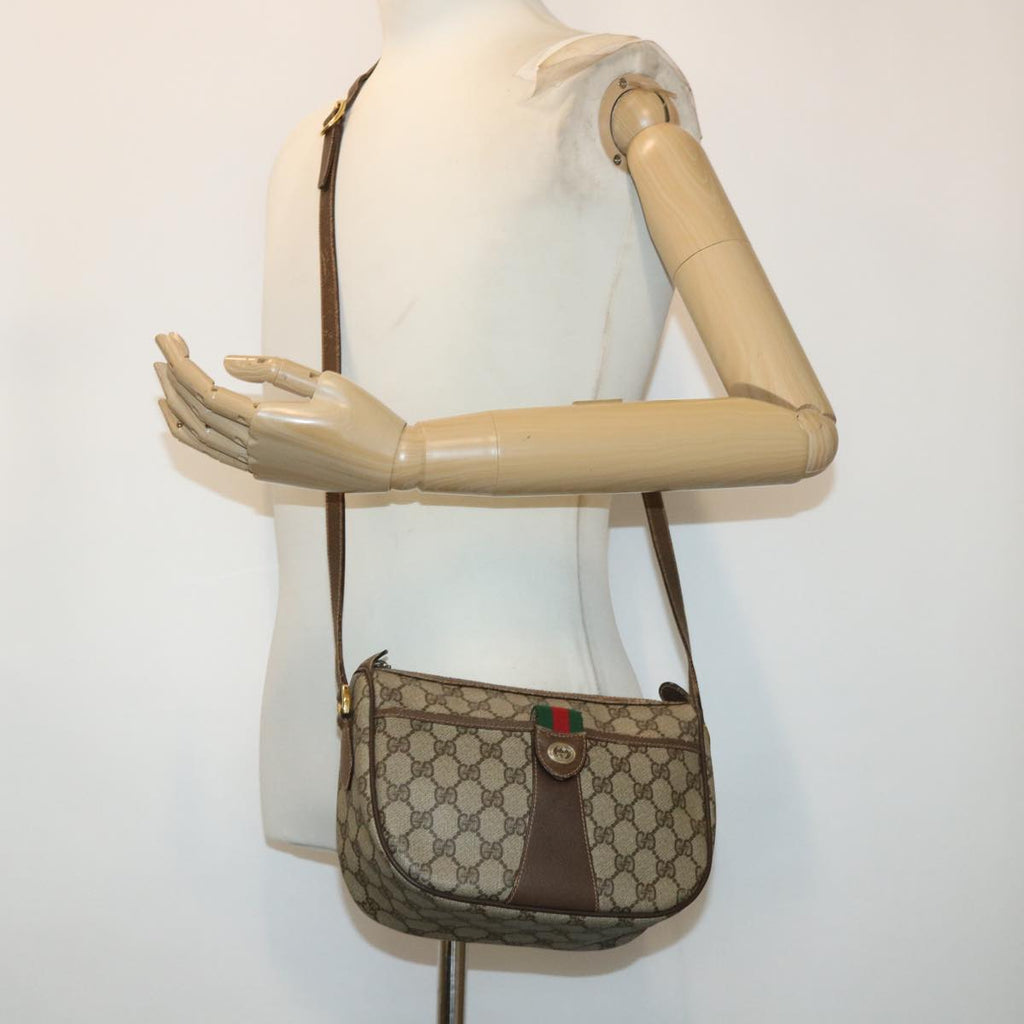 GUCCI GG Canvas Web Sherry Line Shoulder Bag Beige Red 89.02.032 ep1041