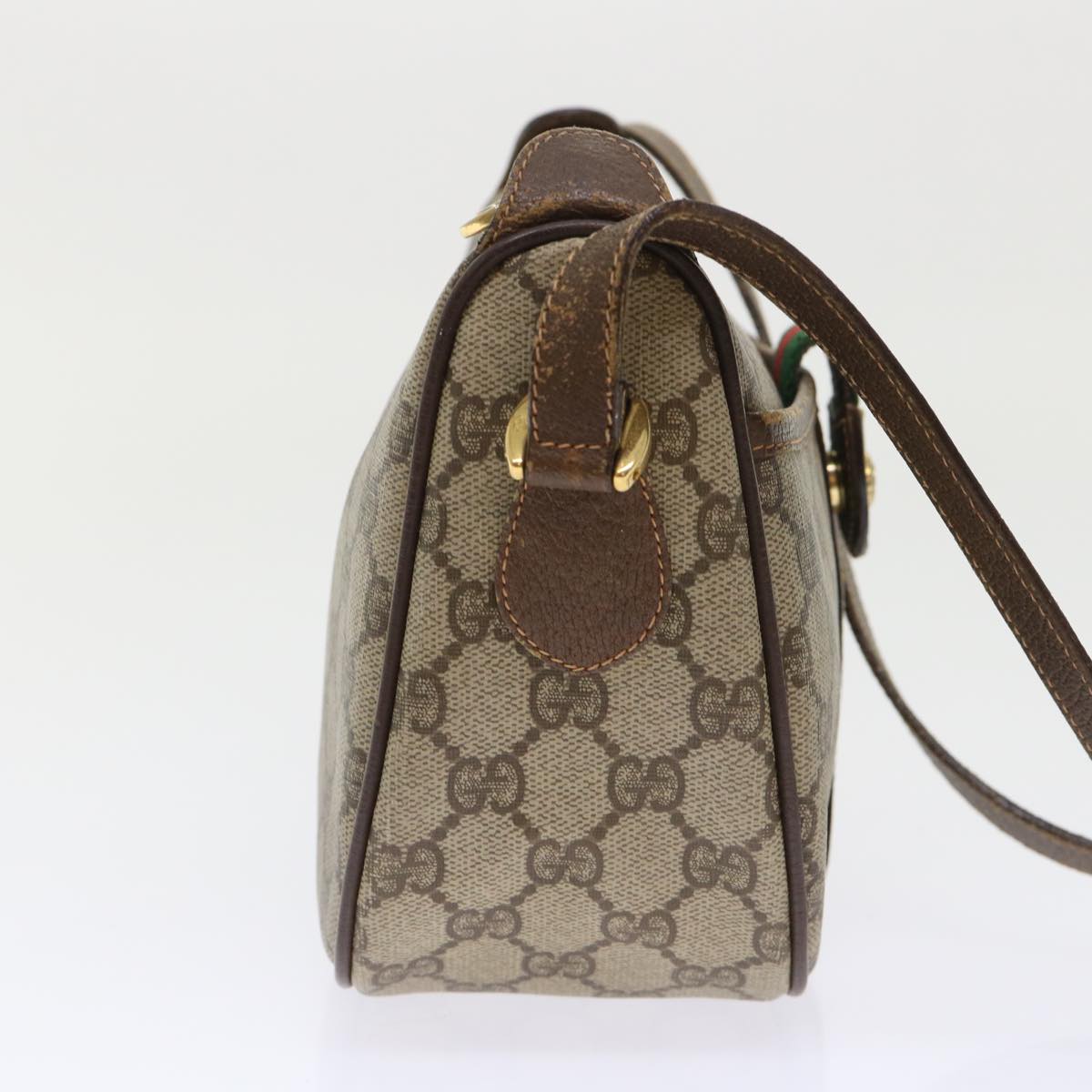 GUCCI GG Canvas Web Sherry Line Shoulder Bag Beige Red 89.02.032 ep1041