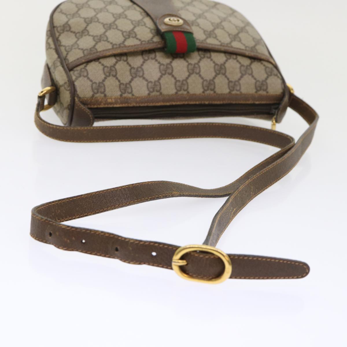 GUCCI GG Canvas Web Sherry Line Shoulder Bag Beige Red 89.02.032 ep1041