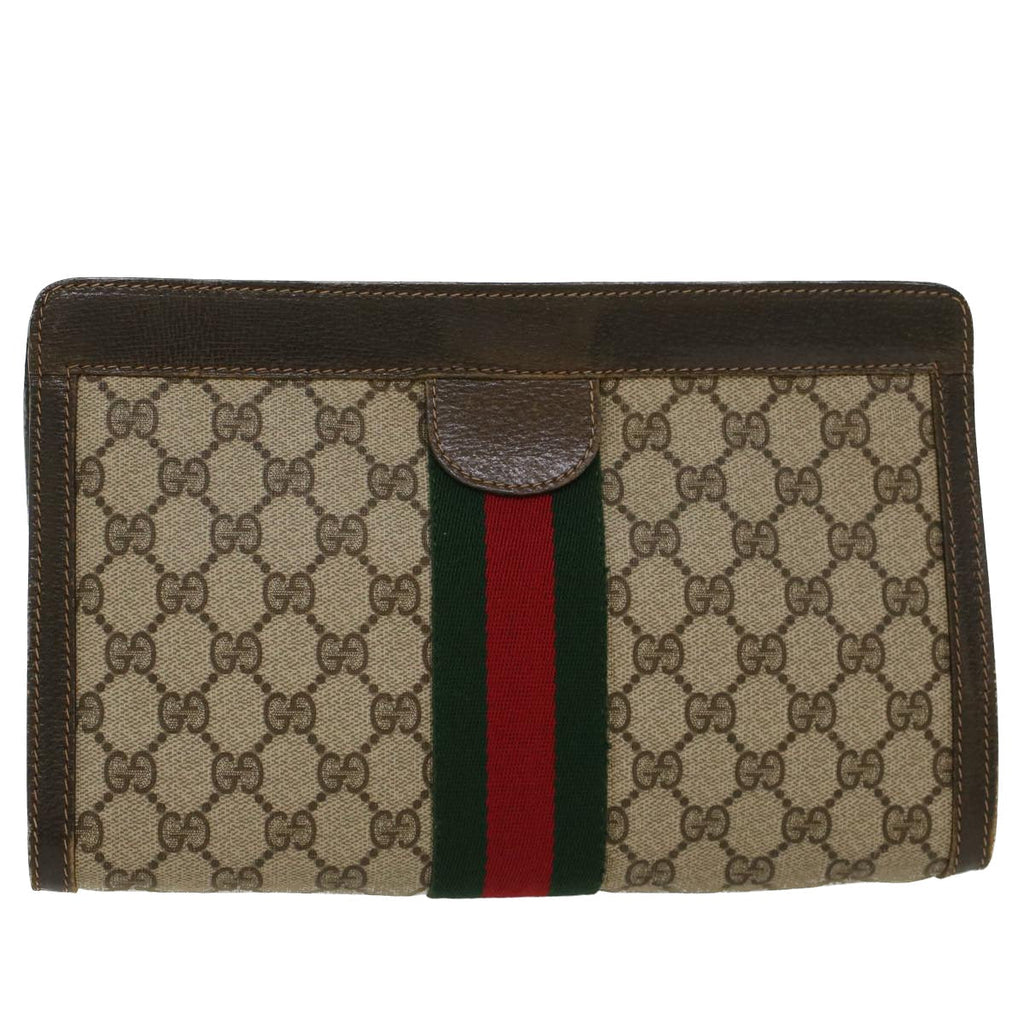 GUCCI GG Canvas Web Sherry Line Clutch Bag Beige 41•014•2125•28 ep1043