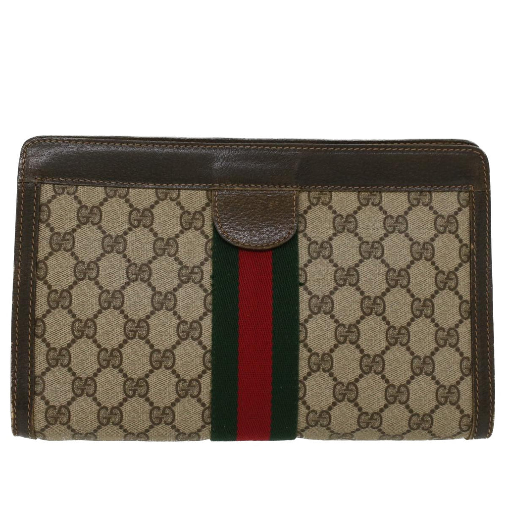GUCCI GG Canvas Web Sherry Line Clutch Bag Beige 41•014•2125•28 ep1043