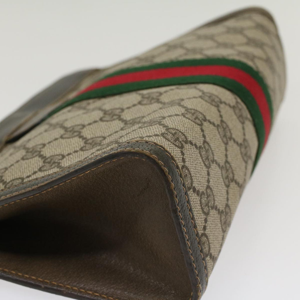 GUCCI GG Canvas Web Sherry Line Clutch Bag Beige 41•014•2125•28 ep1043