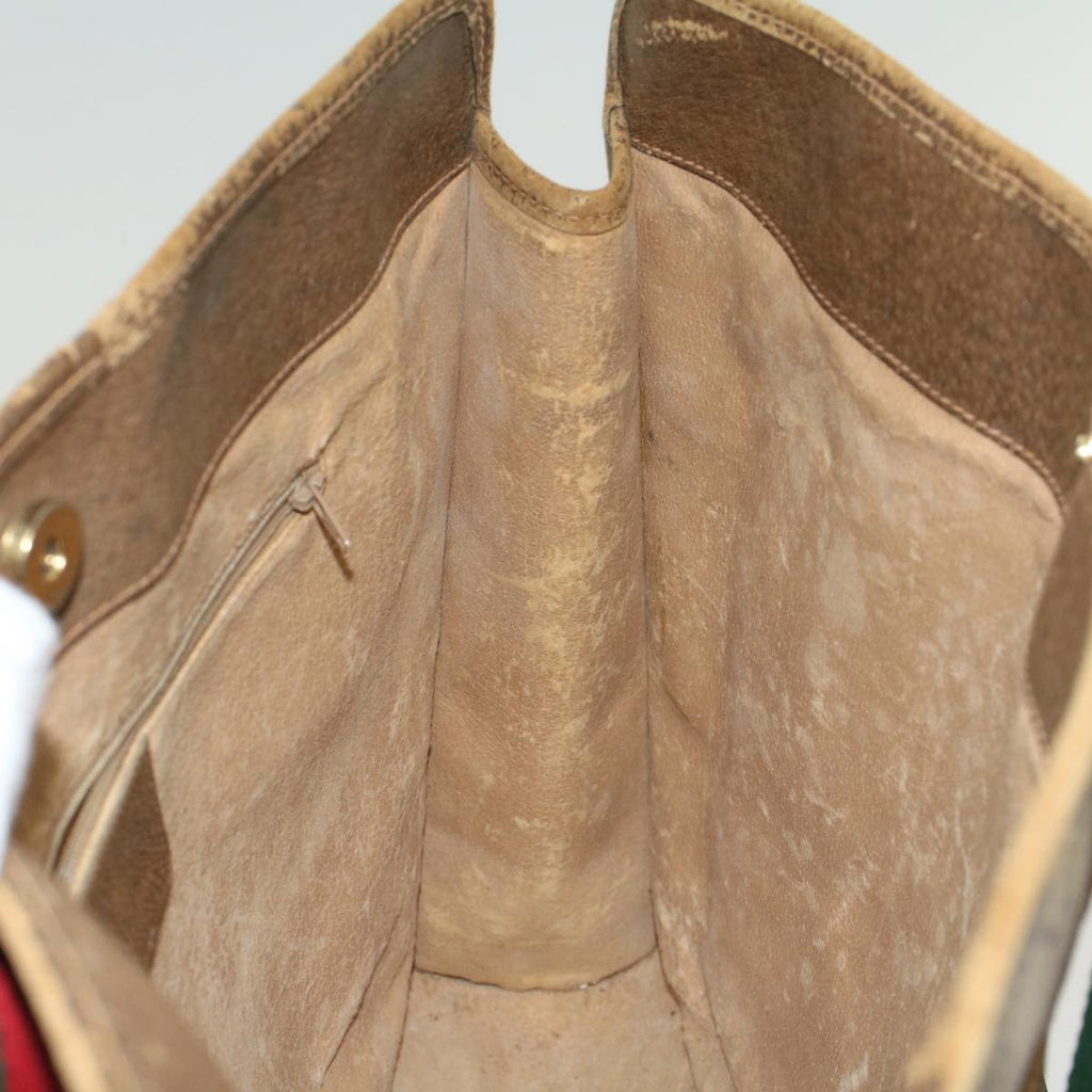GUCCI GG Canvas Web Sherry Line Tote Bag Beige Red Green 89.02.997 ep1045
