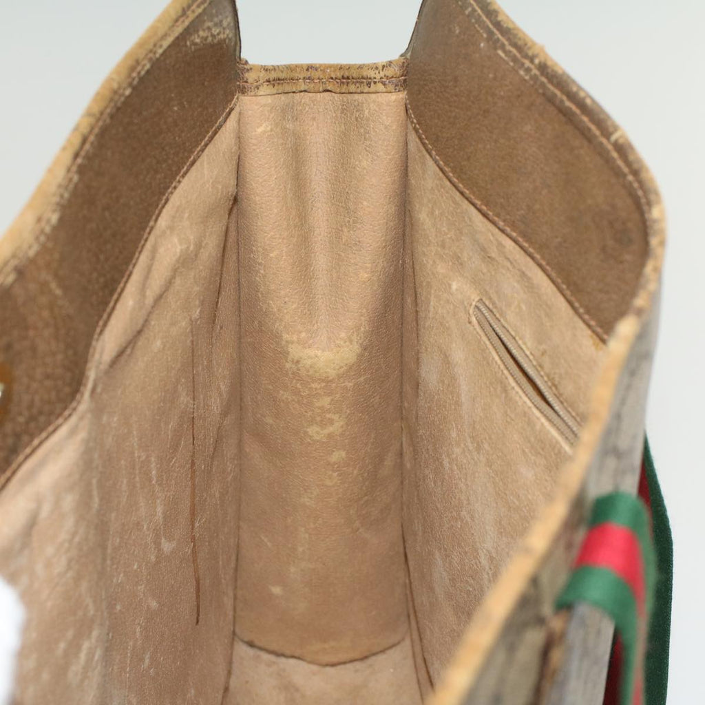 GUCCI GG Canvas Web Sherry Line Tote Bag Beige Red Green 89.02.997 ep1045