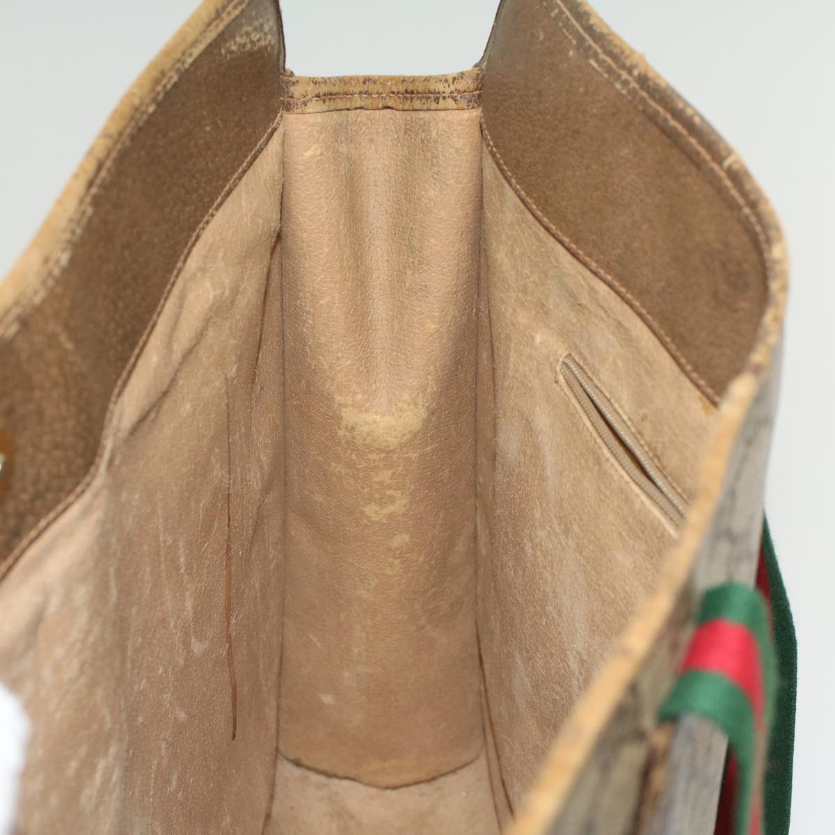GUCCI GG Canvas Web Sherry Line Tote Bag Beige Red Green 89.02.997 ep1045