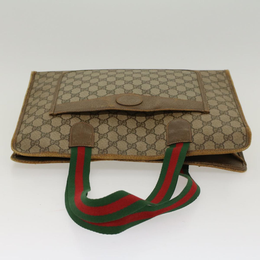 GUCCI GG Canvas Web Sherry Line Tote Bag Beige Red Green 89.02.997 ep1045