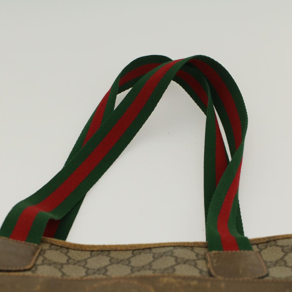 GUCCI GG Canvas Web Sherry Line Tote Bag Beige Red Green 89.02.997 ep1045