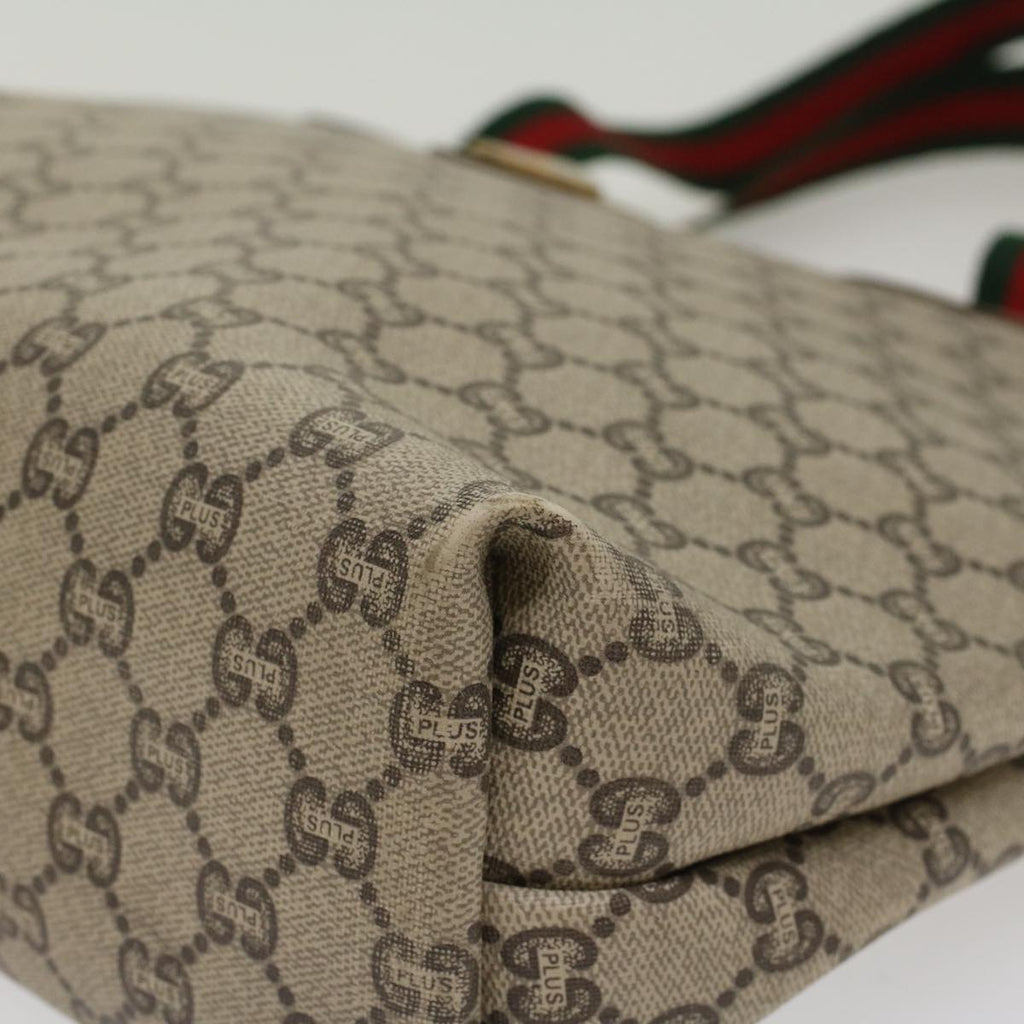 GUCCI GG Plus Canvas Web Sherry Line Tote Bag Beige Red Green ep1048