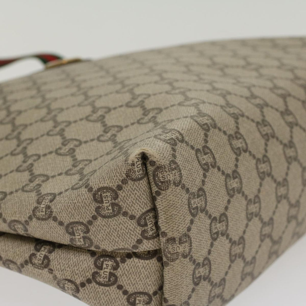 GUCCI GG Plus Canvas Web Sherry Line Tote Bag Beige Red Green ep1048
