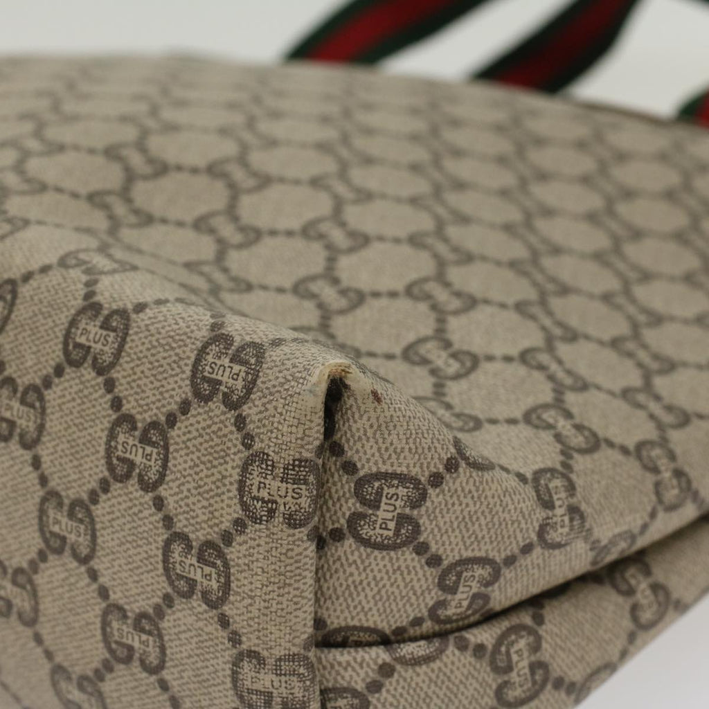 GUCCI GG Plus Canvas Web Sherry Line Tote Bag Beige Red Green ep1048