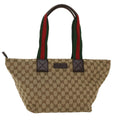 GUCCI GG Canvas Web Sherry Line Tote Bag Leather Beige Red 131230 ep1049
