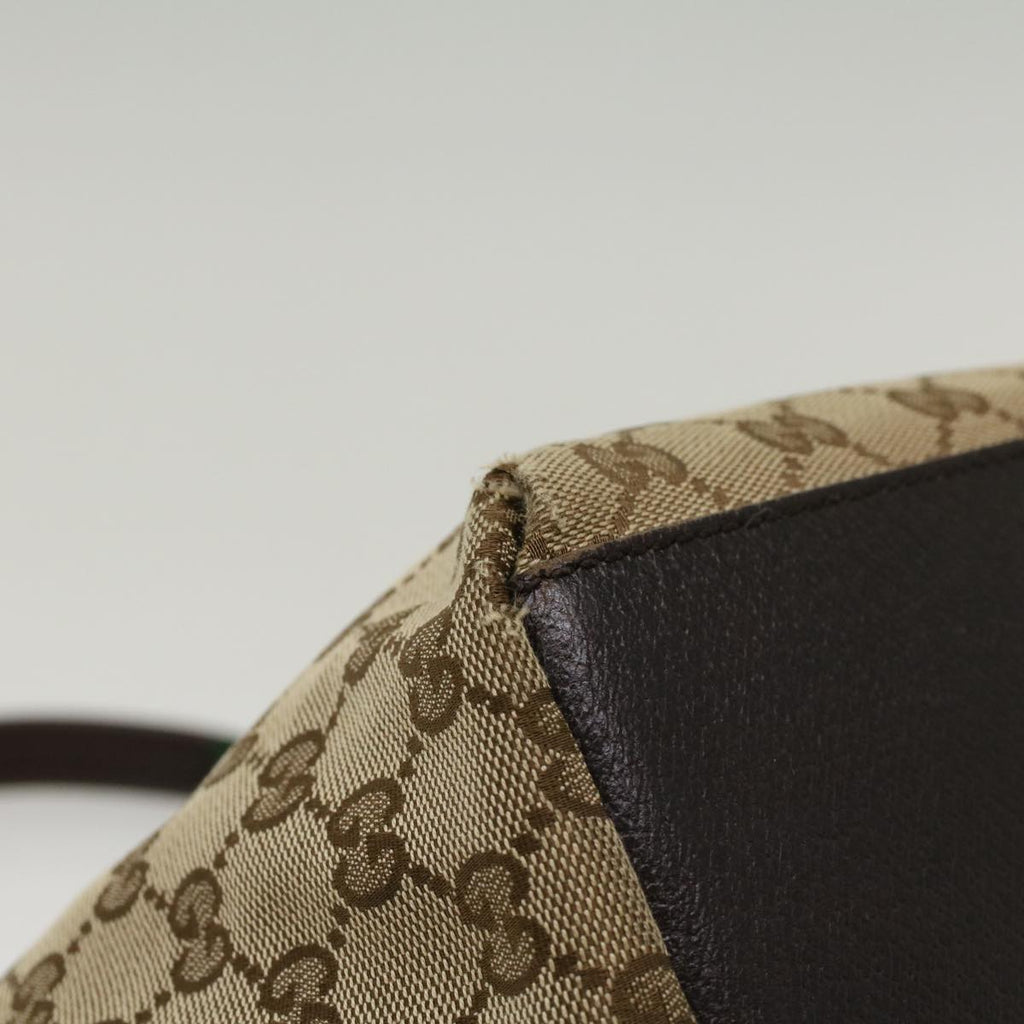 GUCCI GG Canvas Web Sherry Line Tote Bag Leather Beige Red 131230 ep1049