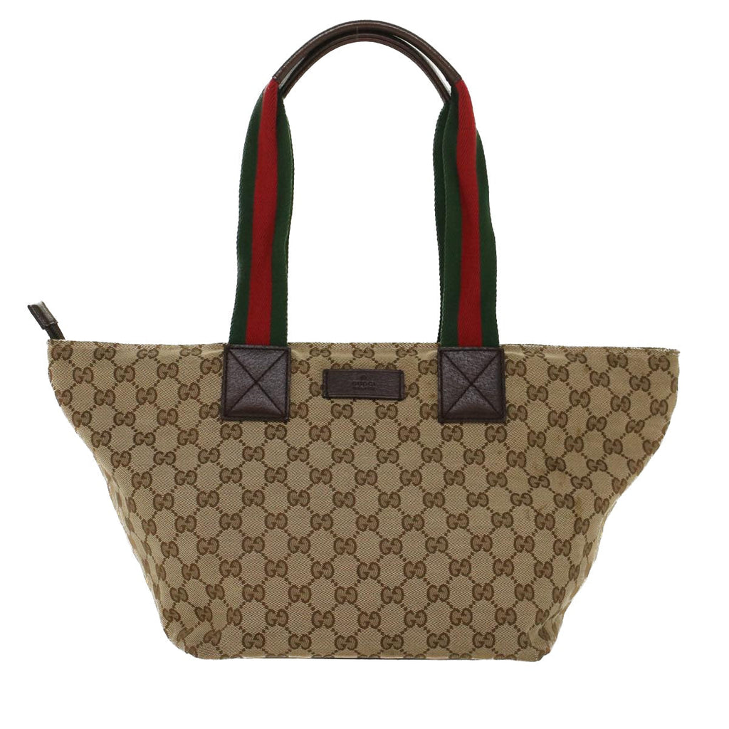 GUCCI GG Canvas Web Sherry Line Tote Bag Leather Beige Red 131230 ep1049