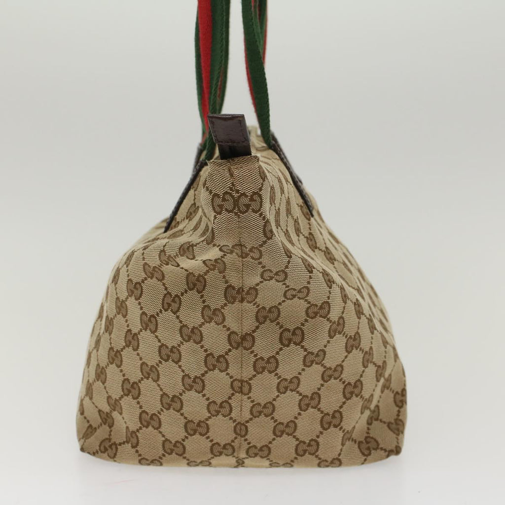 GUCCI GG Canvas Web Sherry Line Tote Bag Leather Beige Red 131230 ep1049